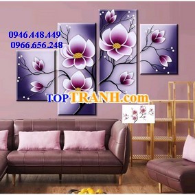 Tranh gắn đá hoa mộc lan